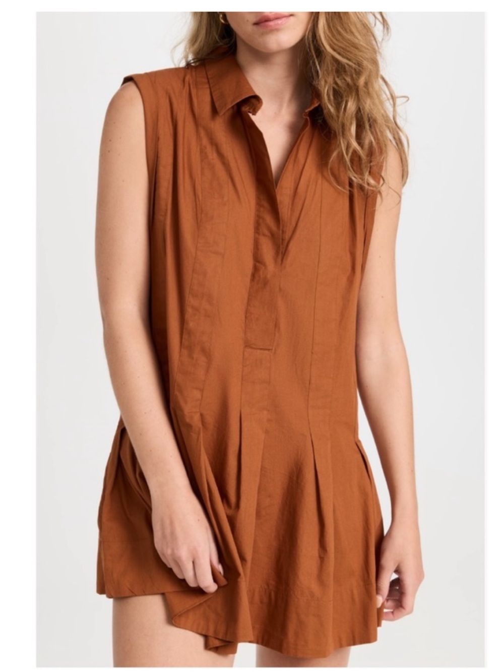 Free People Naomi Pleated Mini Dress in Sienna - Picture 2 of 8